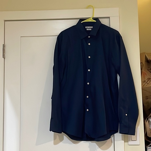 Zara men’s casual slim fit button down, navy blue - Picture 1 of 1
